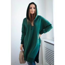 Insulated sweatshirt with slits on the sides in dark green color