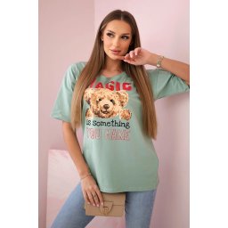 Blouse with Magic dark mint print