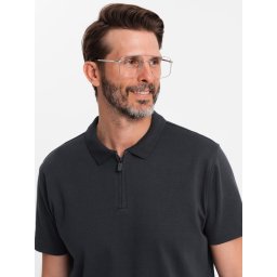Ombre Men's zippered collar polo shirt - black