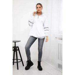 Sweatshirt with zipper and pockets white