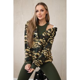 3-piece MOOR set of sweatshirt, top and leggings khaki + beige