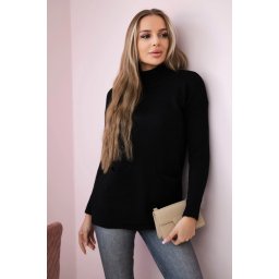 Sweater with stand-up collar black
