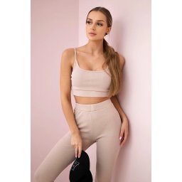 Striped top complete with beige blouse