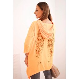 Sweatshirt with wing print orange neon
