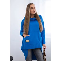 Sweatshirt with a long back and a hood - purple blue