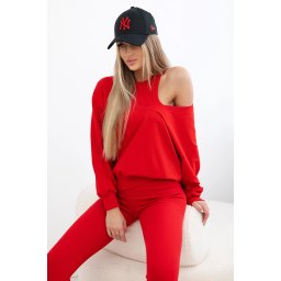3-piece set sweatshirt + top + leggings red