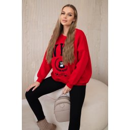Cotton set insulated sweatshirt + leggings red