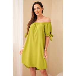 Women's dress with ties on the sleeves - kiwi