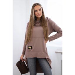 Sweatshirt with long back and mocha hood