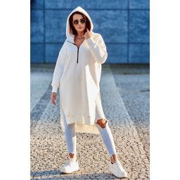 Insulated sweatshirt with slits on the sides ecru