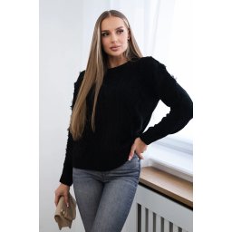 Sweater with cable weave in black