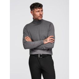 Ombre One color men's knitted turtleneck with viscose - grey melange