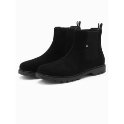Ombre Slip-on suede men's shoes with high upper - black