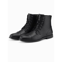 Ombre Men's eco leather shoes with insulated high upper - black