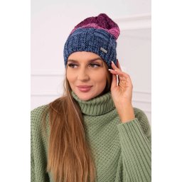 marka niezdefiniowana Cap with fleece Dolores K303 jeans+pink+dark purple