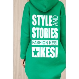 marka niezdefiniowana Padded sweatshirt with long back and hood green
