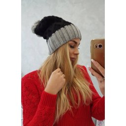 marka niezdefiniowana Cap with fleece Milano K203 black+gray