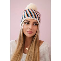 Kesi Cap with a pompom Hanna K328 ecru
