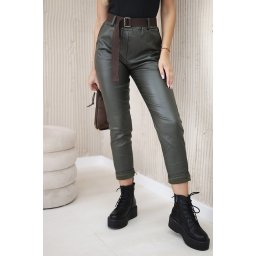 Kesi Włoski Waxed trousers with a belt khaki