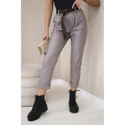Kesi Włoski Waxed trousers with a belt fango