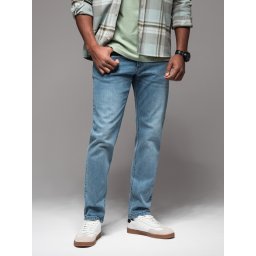 Ombre Men's classic washed REGULAR FIT jeans - light blue
