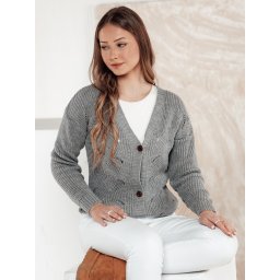 Отворен пуловер KNITVIA светло сив