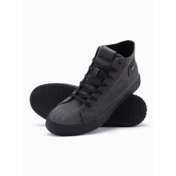 Ombre Men's high top canvas sneakers shoes - black