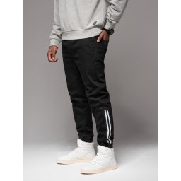 Ombre Men's denim joggers with piping - black