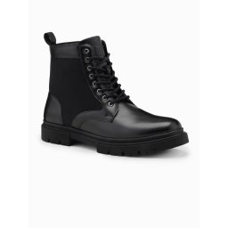 Ombre Men's high-top trapper boots with combined materials - black