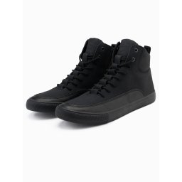 Ombre Men's ankle sneakers shoes with decorative tabs - black
