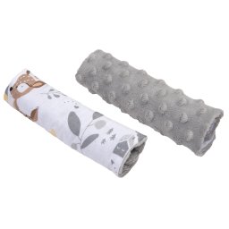 Medi Partners Stroller belt protectors (2 pcs.) cotton + minky – Jelonki + gray Minky