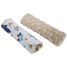 Medi Partners Stroller belt protectors (2 pcs.) cotton + minky – Boho animals + beige minky