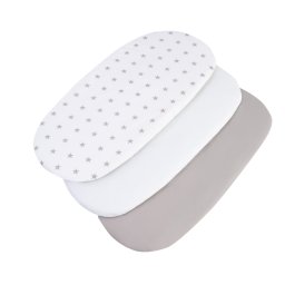 Medi Partners 3 – Pak – Fitted sheet for stroller – cotton – Gray stars on white – White – Gray