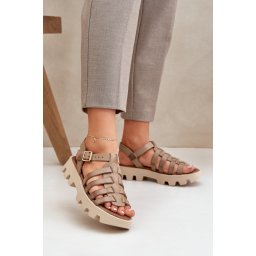Lewski Shoes Дамски кожени сандали Зазу 3695 бежови