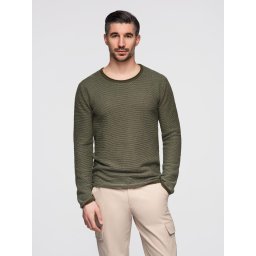 Ombre Men's knitted sweater with structured dots - olive
