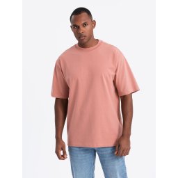 Ombre Men's cotton LOOSE FIT t-shirt with round neckline - pink