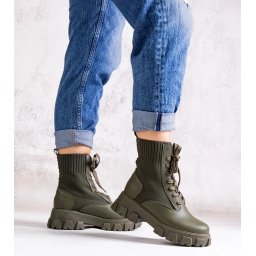 Gemre Green ankle boots with elastic upper Zogba