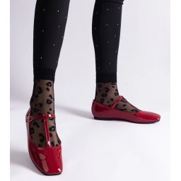 Gemre Red patent ballet flats with strap Marseille