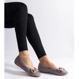 Gemre Gray ballet flats adorned with a bow and brooch Esdras