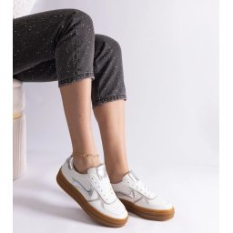 Gemre White-silver sneakers on a rubber sole Quica