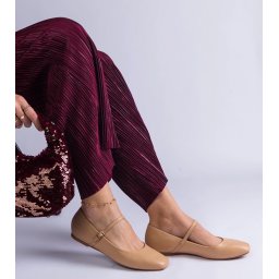 Gemre Beige faux leather ballerinas with buckles Kamelia
