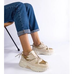 Gemre Beige women's sneakers with glitter Agar
