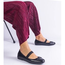 Gemre Black ballet flats with elastic and decorative bow Newton