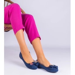 Gemre Navy blue classic ballet flats with a bow Merasol