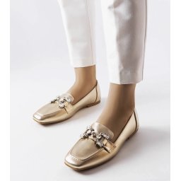 Gemre Golden moccasins with rhinestones Marechal