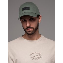 Ombre Men's baseball cap with visor and rectangular patch - khaki