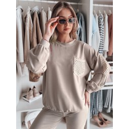 Дамски оувърсайз суитшърт LUXEEN мока