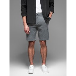Ombre Men's SLIM FIT short shorts in structured melange knit - black