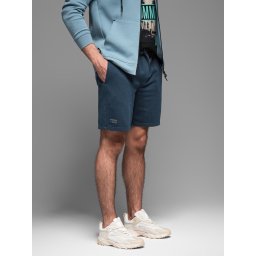 Ombre Men's RELAXED FIT short sweat shorts in athleisure style - navy blue