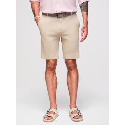 Ombre Men's SLIM FIT short shorts in melange structured knit - sand